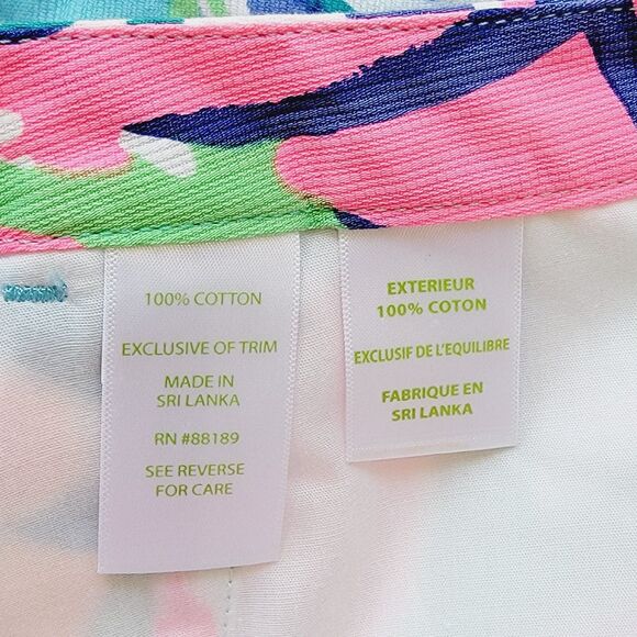 Lilly Pulitzer 5" Magnolia Scallop Shorts Womens 4 Multi Exotic Garden Pink Blue - Picture 7 of 11